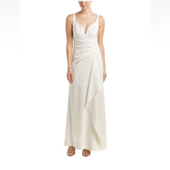 NWT BCBG maxazria keana draped ivory formal maxi prom wedding gown dress size 0 - Picture 1 of 9